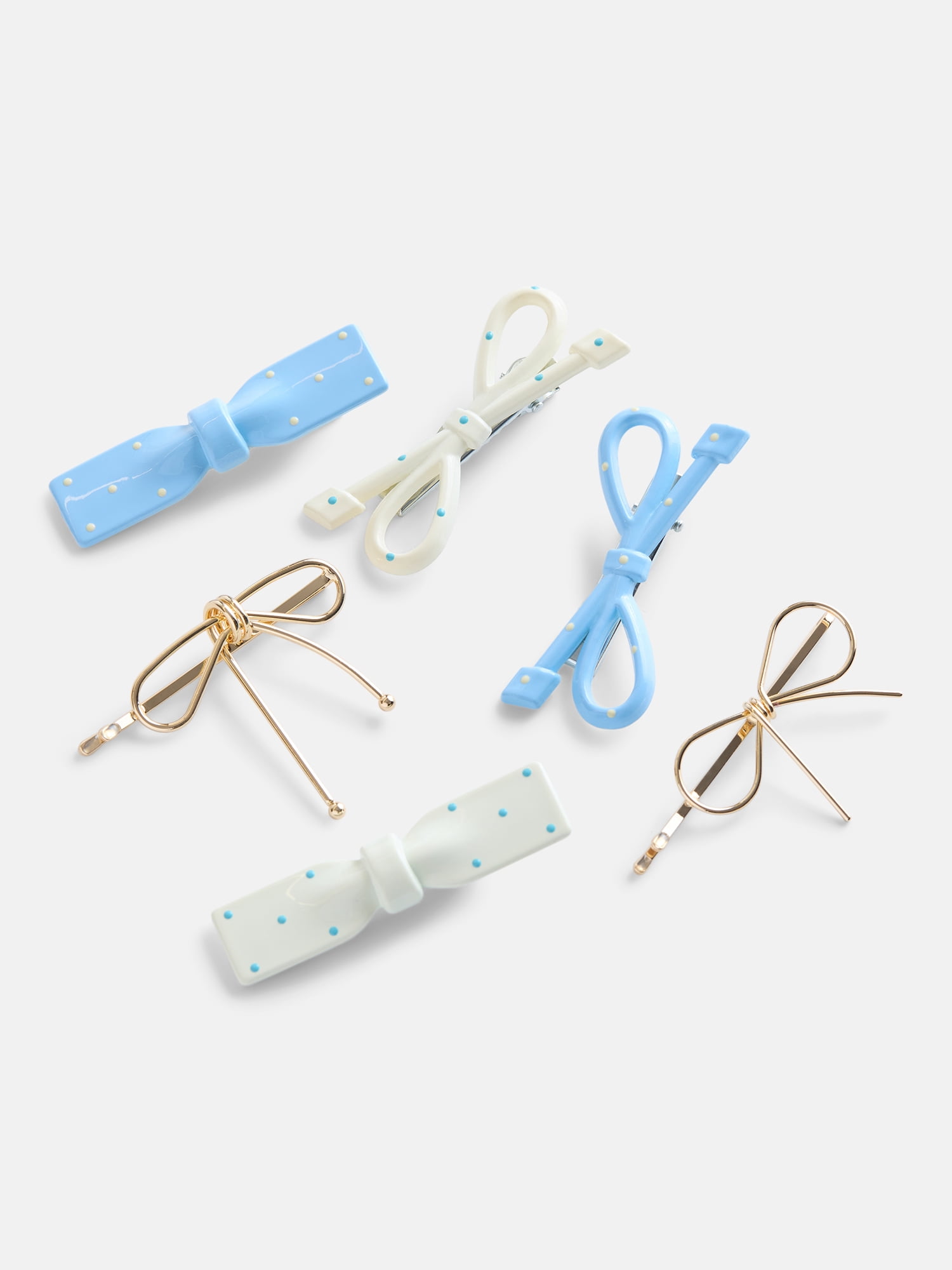 Wonder Nation Girls Clips and Pins Bows, 6-Piece, Multi