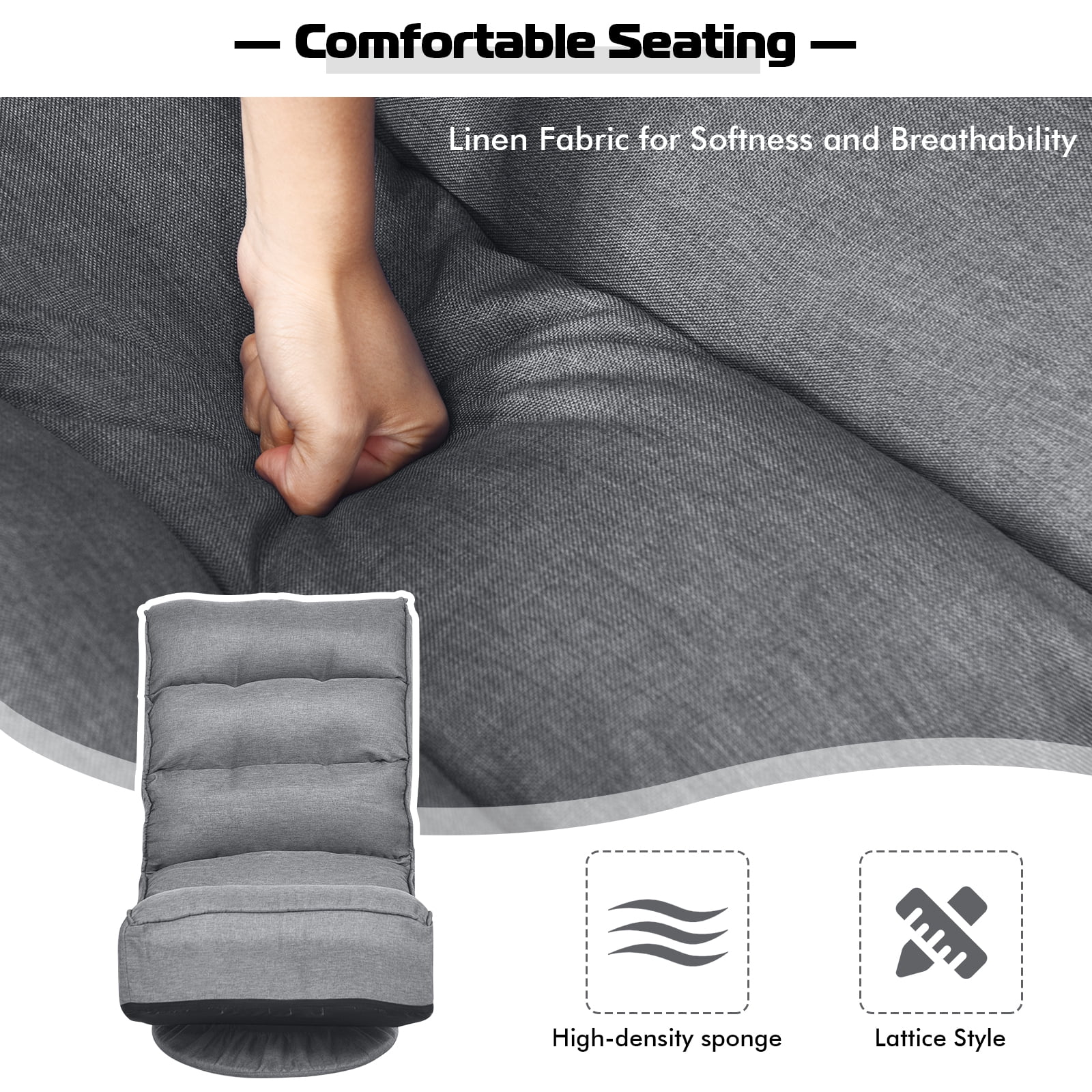 Giantex Rotatable Floor Chair, Foldable Floor Chair, Floor Seat Cushion, Lazy Sofa for Meditation, Yoga, Ideal for Home & Office