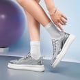 thumbnail image 5 of Ticikt Women's Glitter Platform Athletic Tennis Walking Shoes Sparkly Sequin Lightweight Non Slip Casual Comfort Fashion Sneakers,Color:Silver,Size:8, 5 of 9