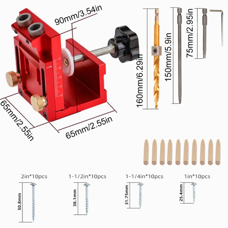 Pocket Hole Jig Set Angled Drill Guide 9.5mm Step Drill Hole Punchers Tool