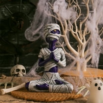 Taicans Halloween Purple Mummy Figurine,Resin Egyptian Skull Man Decor,6.1in Gothic Home & Party Display,Spooky Tomb Art for TV Shelf/Study,Unique Halloween Gift,Unique Home Decor