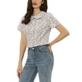 thumbnail image 4 of ATHLECHIC Women's Summer Peter Pan Collar Shirts Button Front Vintage Floral Blouse Top L Pink, 4 of 6