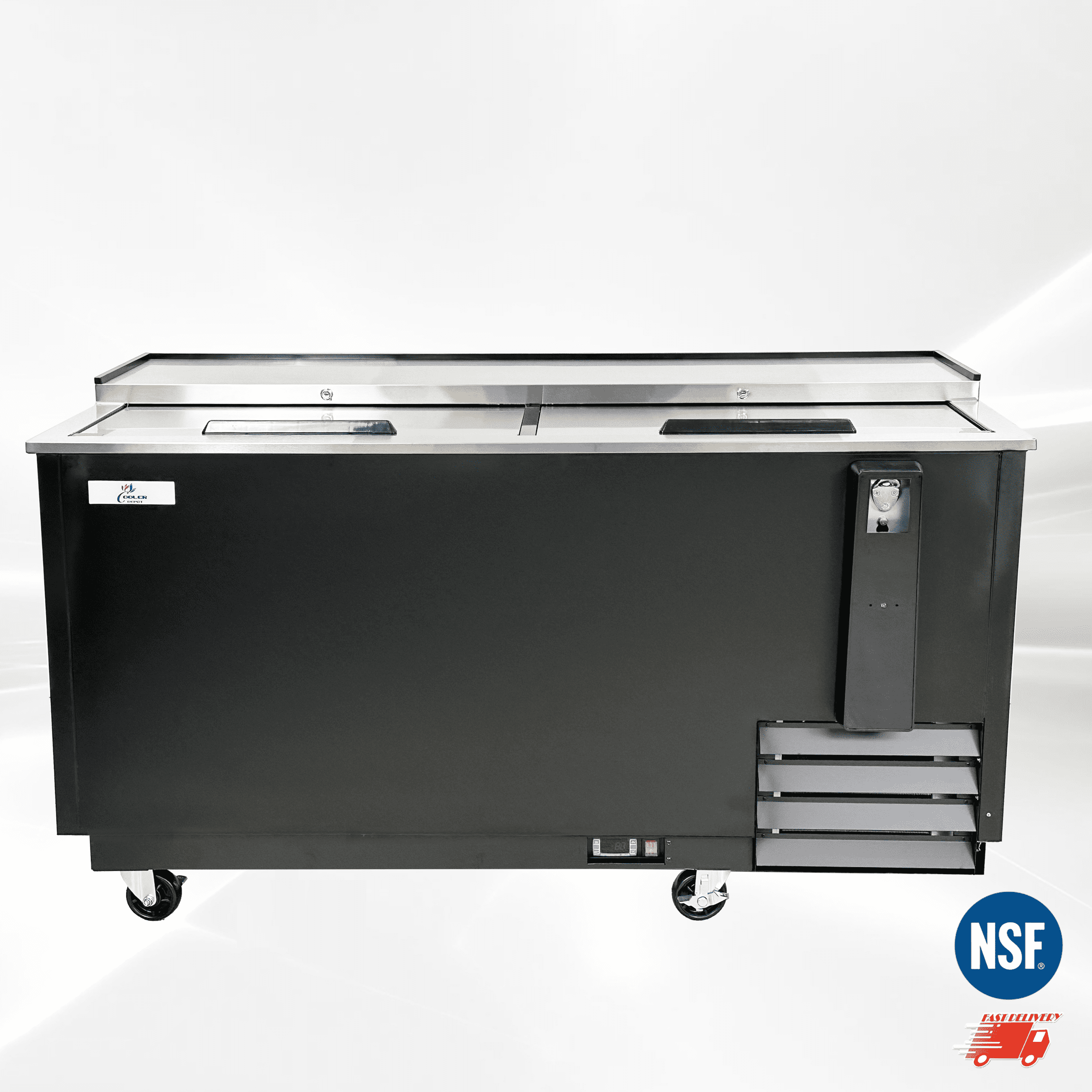 Cooler Depot NSF 65" Beer Bottle Cooler with Glass Froster & Cap Catcher, Model JBC-65
