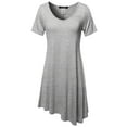 thumbnail image 1 of FashionOutfit Women's Solid Short Sleeves Asymmetrical Swing Tunic Top T-Shirt - Made in USA, 1 of 6
