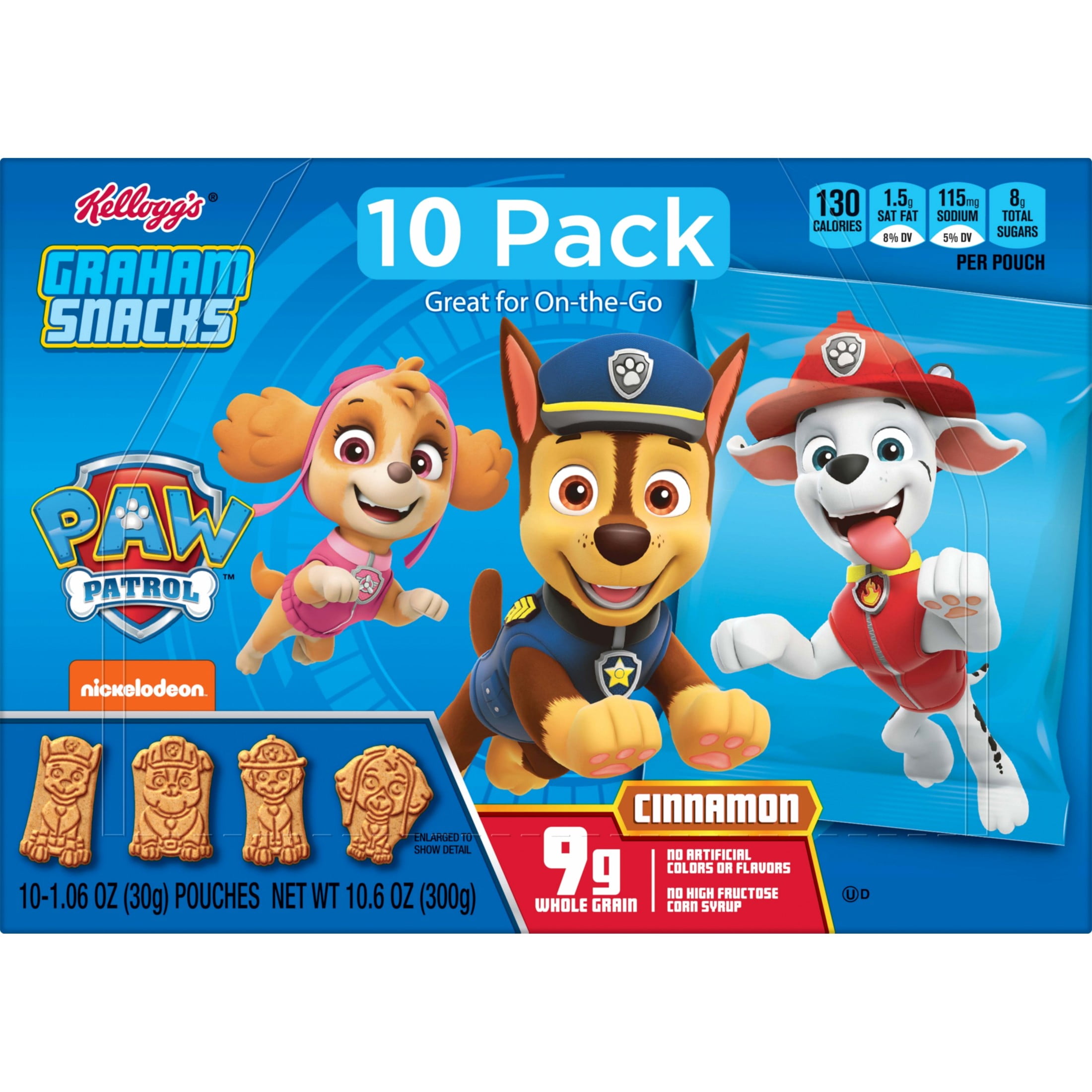 (4 pack) Kellogg's Cinnamon Graham Snacks, Kids Snacks, 10 Count