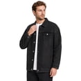 thumbnail image 4 of Fengqque Men's Long Sleeve Vintage Washed Denim Jacket, Lapel Collar Button Down Loose Fit Coat with Chest Pocket Black 2XL, 4 of 5