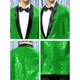 thumbnail image 6 of Unique Bargains Men's Sequin Sport Coats Shawl Lapel One Button Wedding Shiny Blazer L Green, 6 of 6