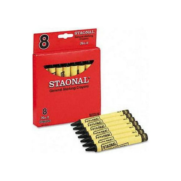 Crayola Staonal Non-Toxic Waterproof Permanent Marking Crayon, 9/16 X 5 in, Black, Pack of 8