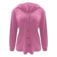 thumbnail image 5 of Fall Cardigans for Women Hooded Sweater Soft Knit Button Up Long Sleeve Cardigan Pink XL, 5 of 5