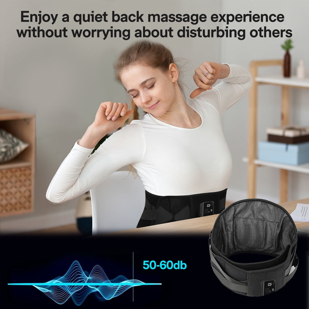 ALLJOY Cordless Heating Pad, 53'' Lower Back Brace Massager with Heat - Rechargeable Heating Belt, 3 Heating Levels & 5 Massage Mode, Gifts (Black)