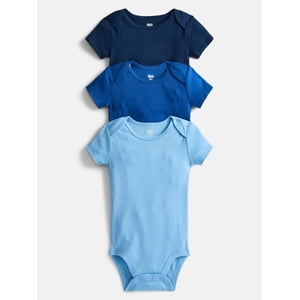 Wonder Nation Baby Boys' 3-Pack Short-Sleeve Bodysuits
