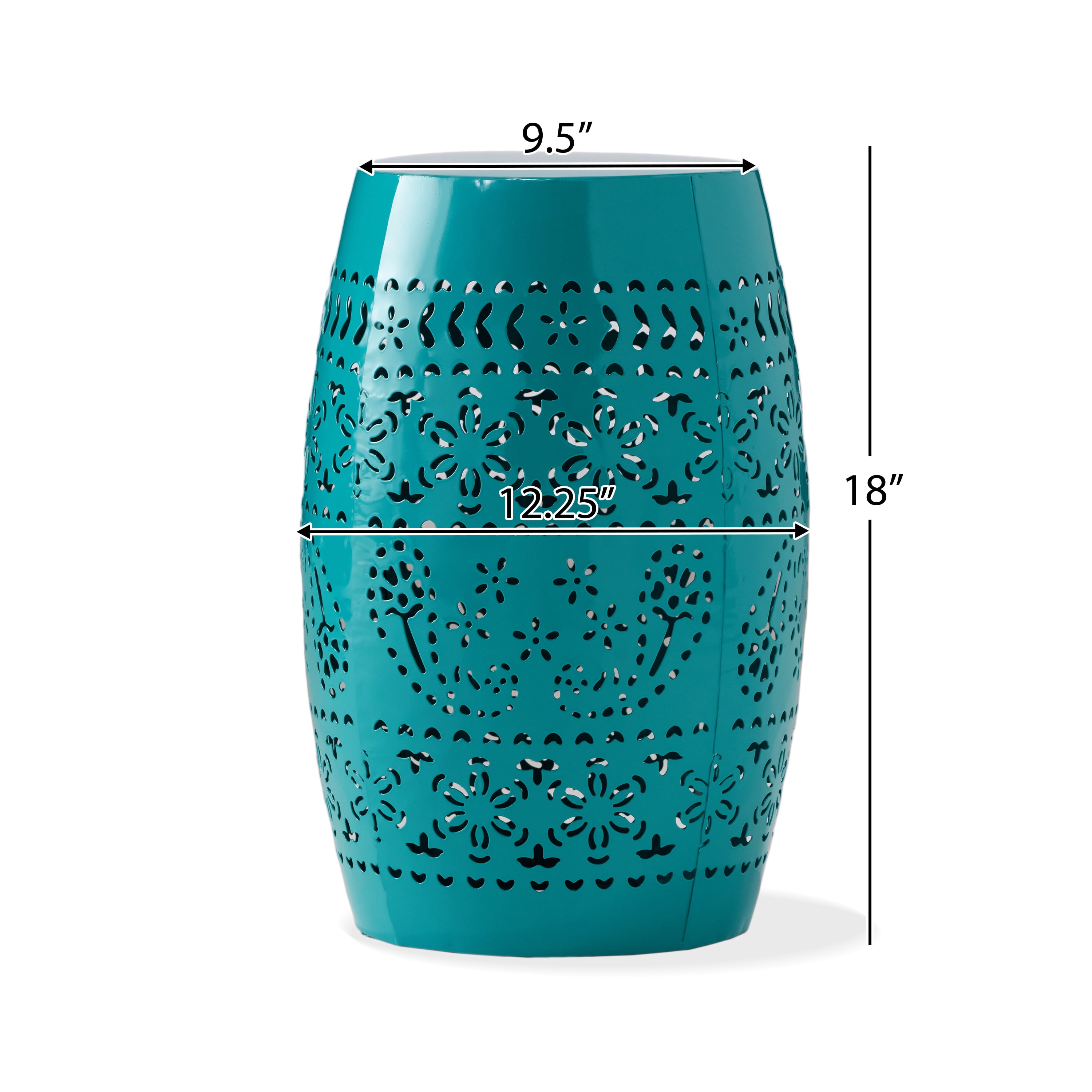 Outdoor Metal Accent Side Table 12 Inch, Simple Decor Table for Patio Garden, Teal