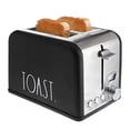 thumbnail image 2 of Rae Dunn Toaster, Stainless Steel 2 Slice Square Toaster, Wide Slot with 5 Browning Levels, with Bagel, Defrost and Cancel Options (Black), 2 of 15