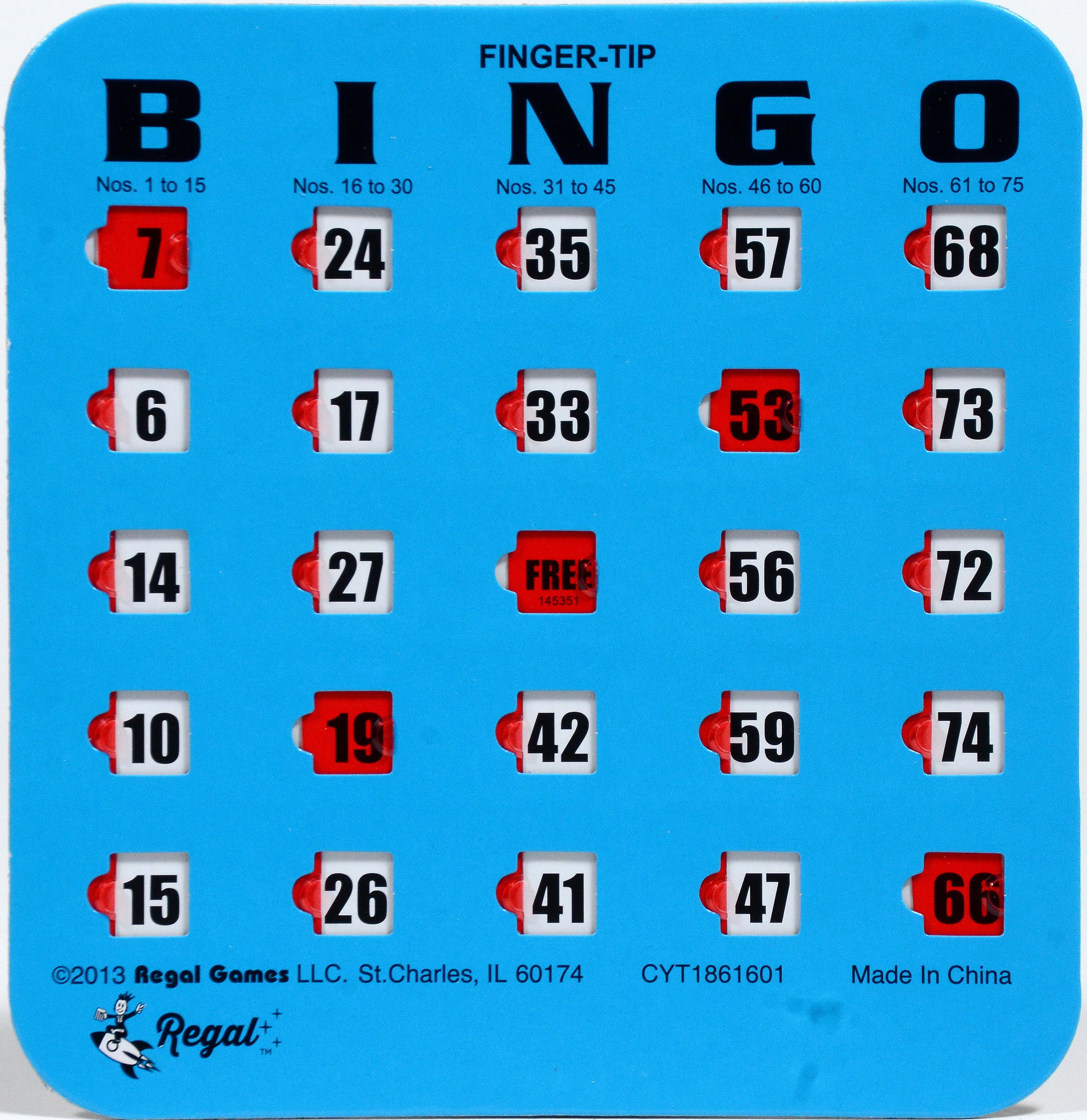 Regal Games 25 Blue Fingertip Shutter Slide Bingo Cards