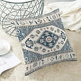 thumbnail image 6 of Merry-XMAS 18 x 18 Boho Outdoor Blue Cream Carpet Pattern Polyester Linen Pillow Cover, 2 Count, 6 of 6