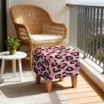 thumbnail image 3 of Jiueut Leopard Print Footstool Slipcover, Thick Foot Rest Cushion Non Slip Square Slipcover for Ottoman with Elastic Buttom for Living Room, 3 of 7