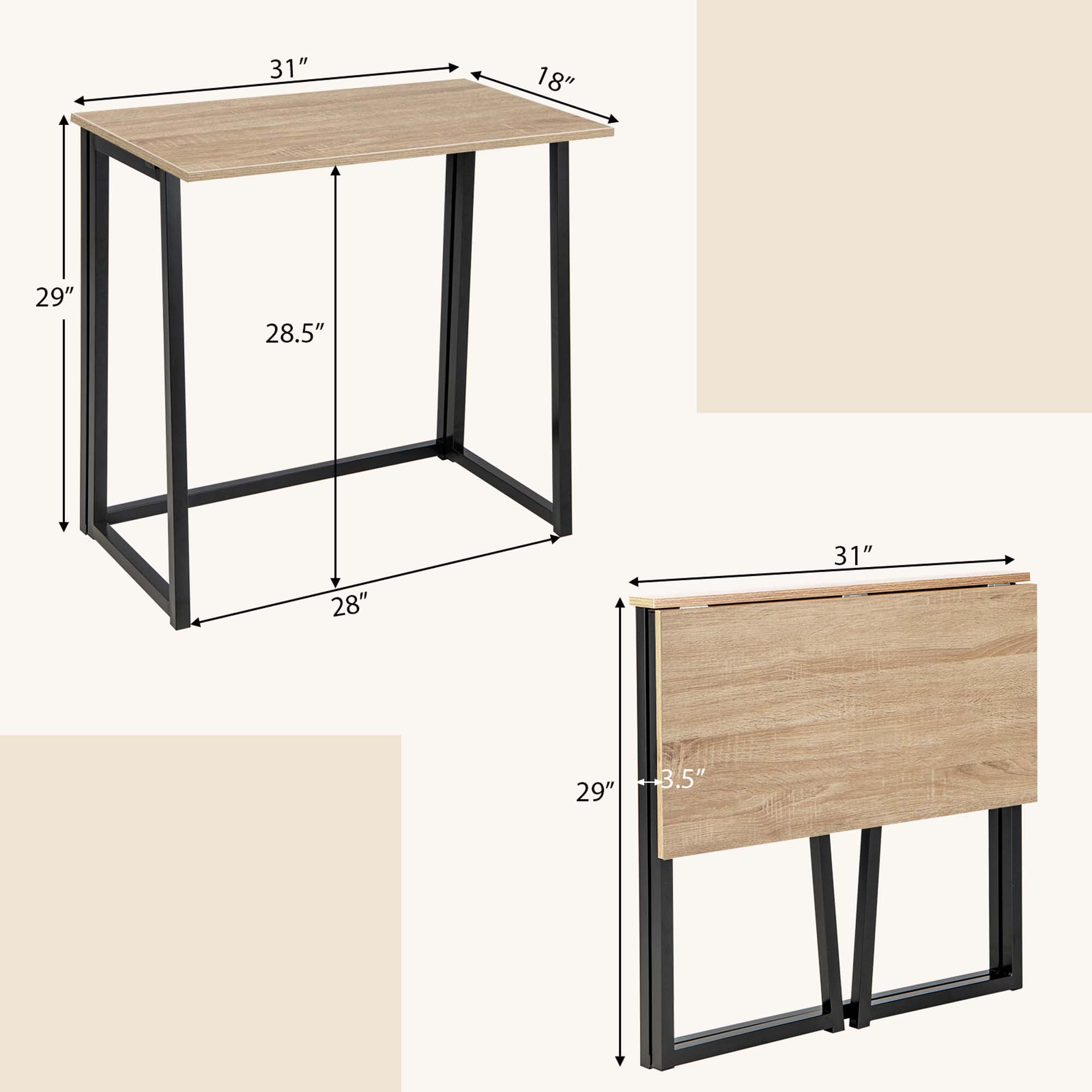 Costway Folding Computer Desk No Assembly Study Writing Table for Small Spaces Natural