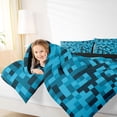 thumbnail image 4 of Feelyou Pixelated Blocks Miners Full Size Comforter Sets, Blue Abstract Bedding Sets, 3pcs, 4 of 8