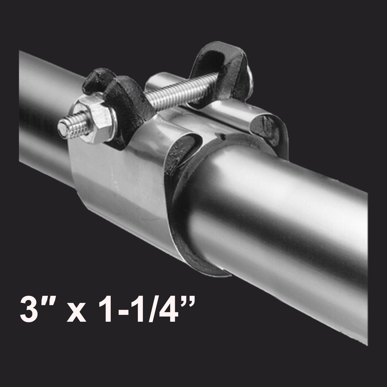 Highcraft Pipe Repair Clamp 1-1/4" One Bolt, 3" Long Stainless Steel (5 Pack)