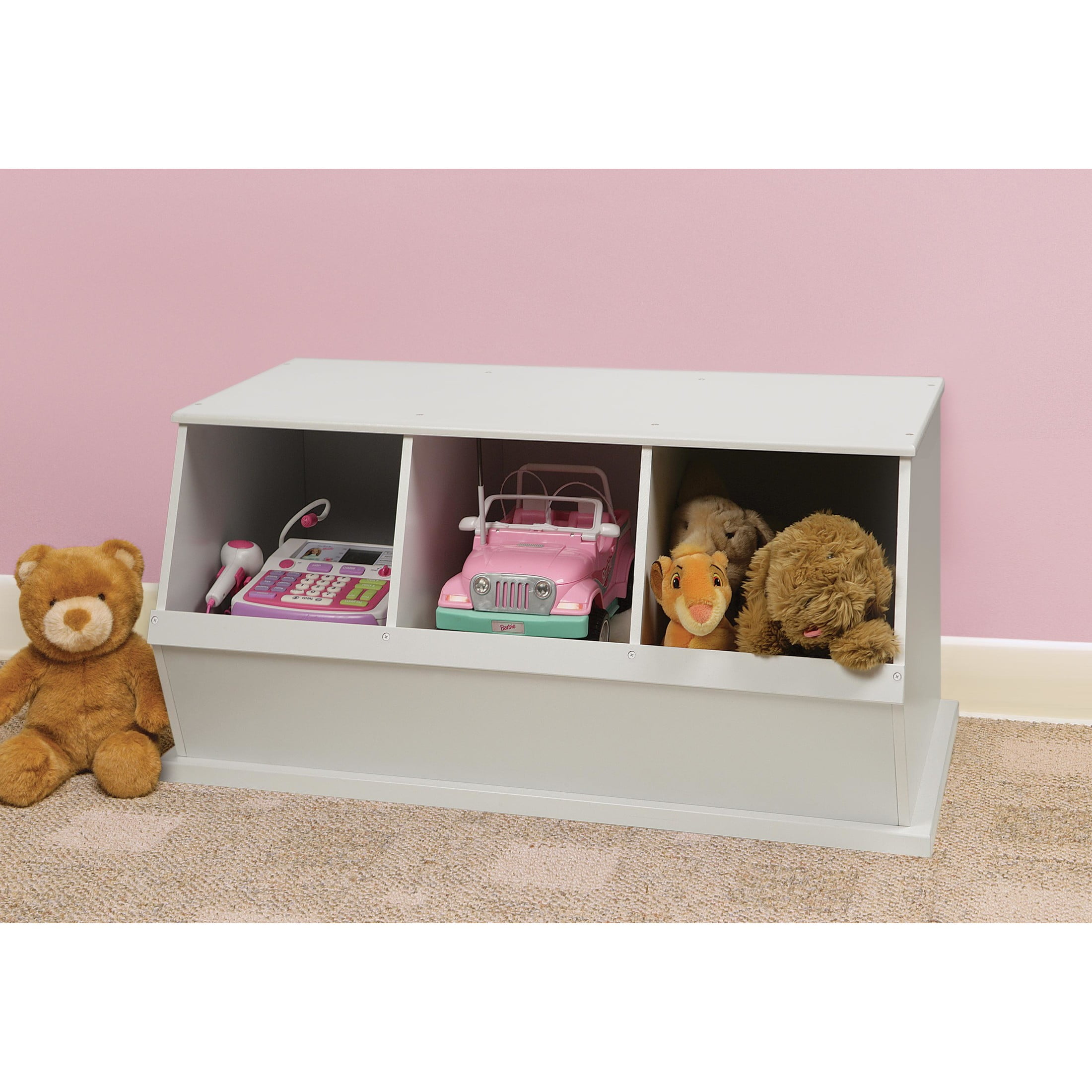 Badger Basket Children's 3-Bin Stackable Wooden Storage Cubby 5.2 Cu ft.- White