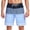 hgg176-Sky Blue, variant on Men's Striped Pocket Shorts Contrast Design Side Pockets Drawstring Waist Loose Fit Summer Walk Shorts