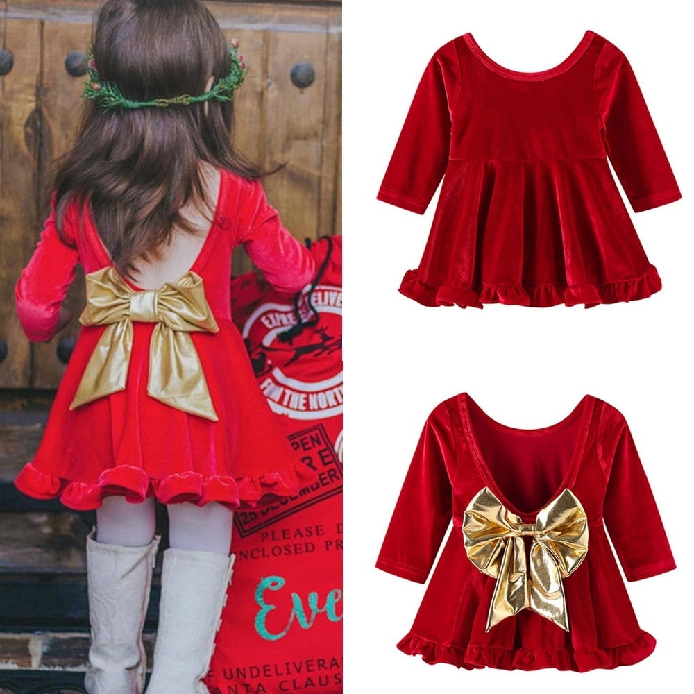 red velour baby dress