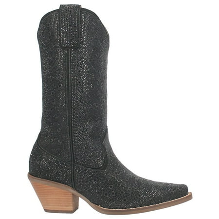 

Dingo Womens Silver Dollar Rhinestone Pointed Toe Casual Boots Mid Calf Mid Heel 2-3