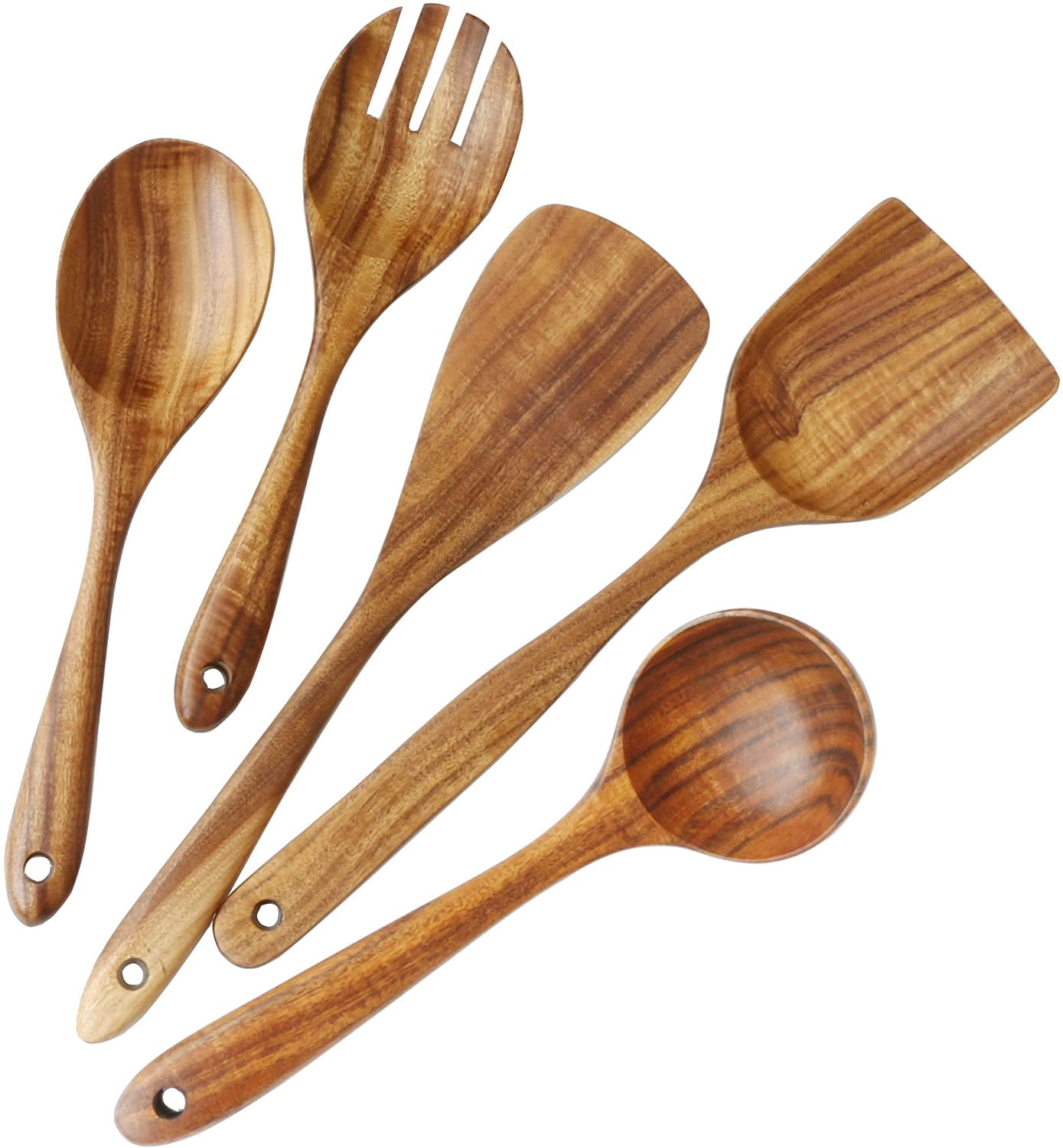 Cooking wooden spoon, wooden cookware and non-stick cookware, 5
