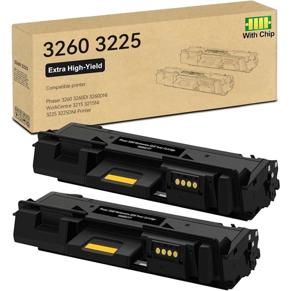 2 Pack 3260/3225 Black High Capacity Toner-Cartridge (3,500 Pages/Pack) Compatible for Xerox 106R02777 for Xerox Phaser 3052 3260 WorkCentre 3215 3225 Printer