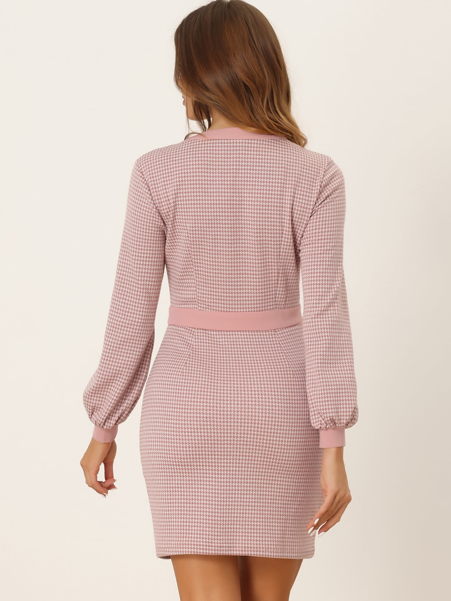 DARING DIVA V Neck Long Sleeve Sheath Bodycon Blouse M Pink