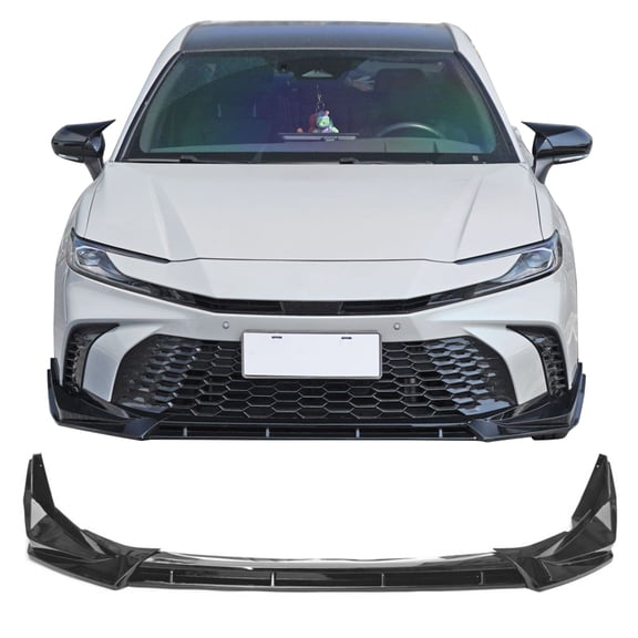 Ikon Motorsports Front Bumper Lip, Compatible with 2025-2026 Toyota Camry SE XSE Only IKON Style Gloss Black PP Injection Air Dam Chin Spoiler Protector Splitter 3PCS