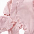 thumbnail image 4 of KPOPLK Newborn Baby Girls Smocked Romper Onesie Preemie Long Sleeve Going Home Outfit with Bow Hat(12-24 Months,Red), 4 of 6