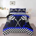thumbnail image 2 of Erosebridal Checkered Flag Bedding Toddler Comforter Set, Blue Geometry Down Comforter, Extreme Sports Decor, Lightweight 2pcs, 2 of 8