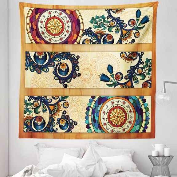 Paisley Tapestry, Oriental Vintage Paisley Pattern Eastern Motifs in Flat Boho Art Design, Fabric Wall Hanging Decor for Bedroom Living Room Dorm, 5 Sizes, Multicolor, by Ambesonne