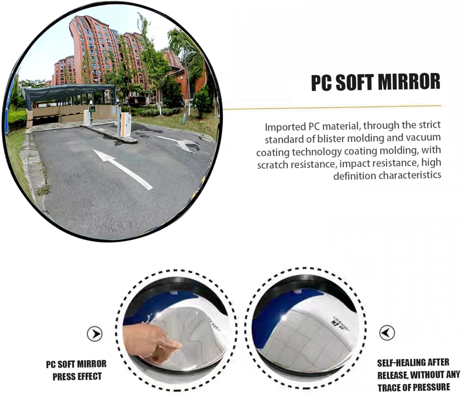 12 Inch Convex Safety Mirror - Unbreakable 230° Wide Angle Blind Spot Mirror For Driveway, Garage, Warehouse