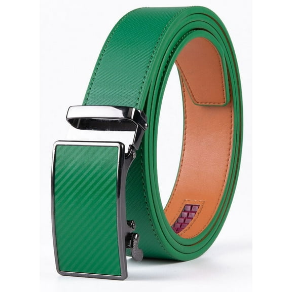 Mens Leather Belt No Holes Ratchet Belt Automatic Buckle Adjustable