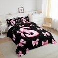 thumbnail image 3 of Castle Fairy Alphabet Bowknot Pink Bow Reversible 3-Piece Comforter Sets for Girls, Full Size, 3 of 7