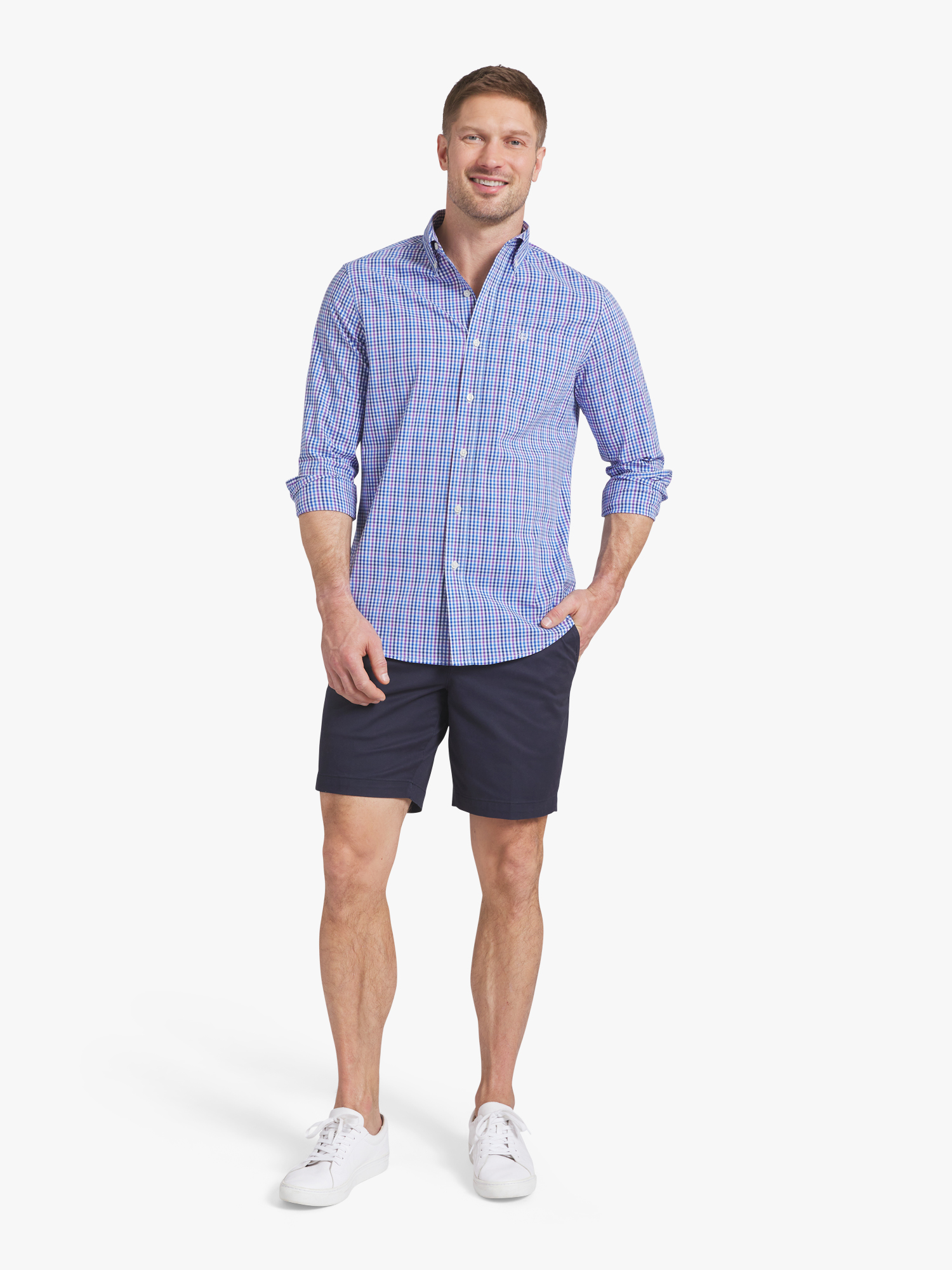 Chaps Men's & Big Men's Short Sleeve Easy Care Stretch Poplin Shirt, Sizes S-3XL