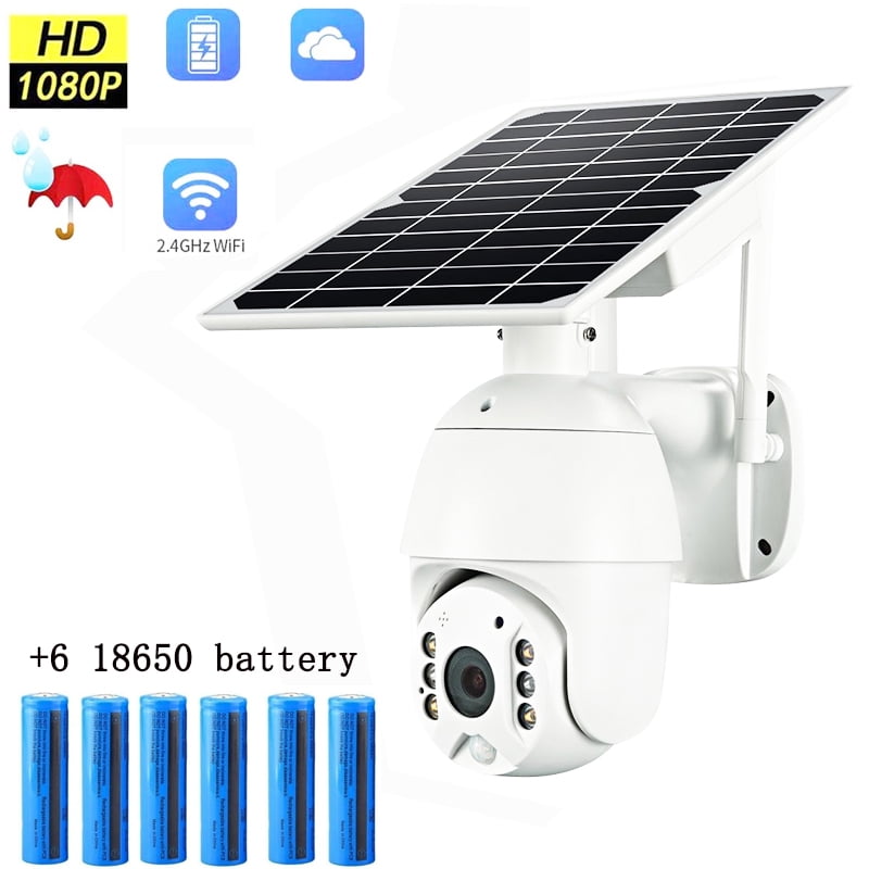 Solar PTZ Camera , Pan/Title Outdoor Security Cameras with Solar Panel, 1080P Waterproof