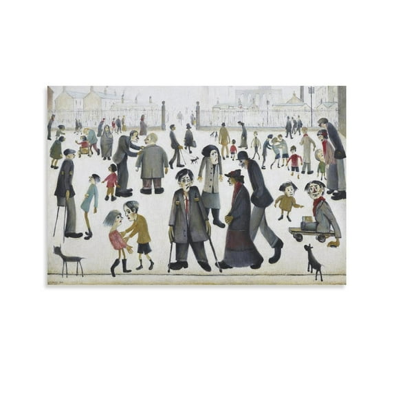 LS Lowry The Cripples Large Canvas Printing Famous Paintings Wall Decoration Painting Artwork Canvas Poster Wall Art Picture Prints Hanging Photo Gift Decor Home Posters Artworks 12x18inch(30x45cm)