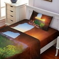 thumbnail image 2 of Ambesonne Landscape Fitted & Top Sheet Set with Sham, Canyon at Sunset Time, Green Orange, 2 of 5