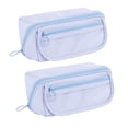 thumbnail image 2 of Yardvibe 2PC Big Capacity Blue Pencil Case, Multi Compartment Stationery Storage Pouch, Large Pencil Pouch for Adults Men Women Office, Portable Cloth Bag for Stationery, 2 of 5