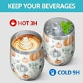 thumbnail image 4 of 12oz Stemless Wine Tumblers Fall Pumpkins and Leaves Pattern Vacuum Insulated Stainless Steel Travel Tumbler Cups Mug with Lid and Straw for Champaign,Cocktail,Beer with Cleaning Brush, 4 of 5