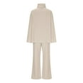 thumbnail image 6 of UAMVSH Women's 2 Piece Sweatsuit Outfits Oversized Long Sleeve Turtleneck Knitted Pullover Sweater and Wide Leg Pants Tracksuit Sets(SmallBeige), 6 of 7