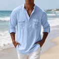 thumbnail image 2 of Kizanda Men Half Button Work Shirt with Chest Pockets Pullover Lightweight Stand Collar Work Comfy Office Shirt Long Sleeve Fall Winter Business Casual Top for Men XL, 2 of 9