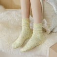 thumbnail image 4 of harmtty Dotted Yarn Pattern Socks Women Cotton Blend Socks Women Cotton Blend Mid-calf Socks Dotted Yarn Pattern Soft Skin-friendly Warm Color Solid Color Green, 4 of 8