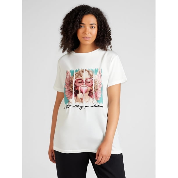 Women's Valentine's Day Love Bird Graphic T-Shirt - Casual Crew Neck Short Sleeve Top, Perfect for SCamisetas para mujer, lindas camisetas con estampado gráfico, de manga corta, estilo casual, para ve