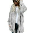 thumbnail image 1 of UKAP Open Front Plush Blanket Coat for Women Long Sleeve Plain Hooded Cardigan Oversize Plain Jacket Casual Winter Outwear with Pockets, 1 of 2