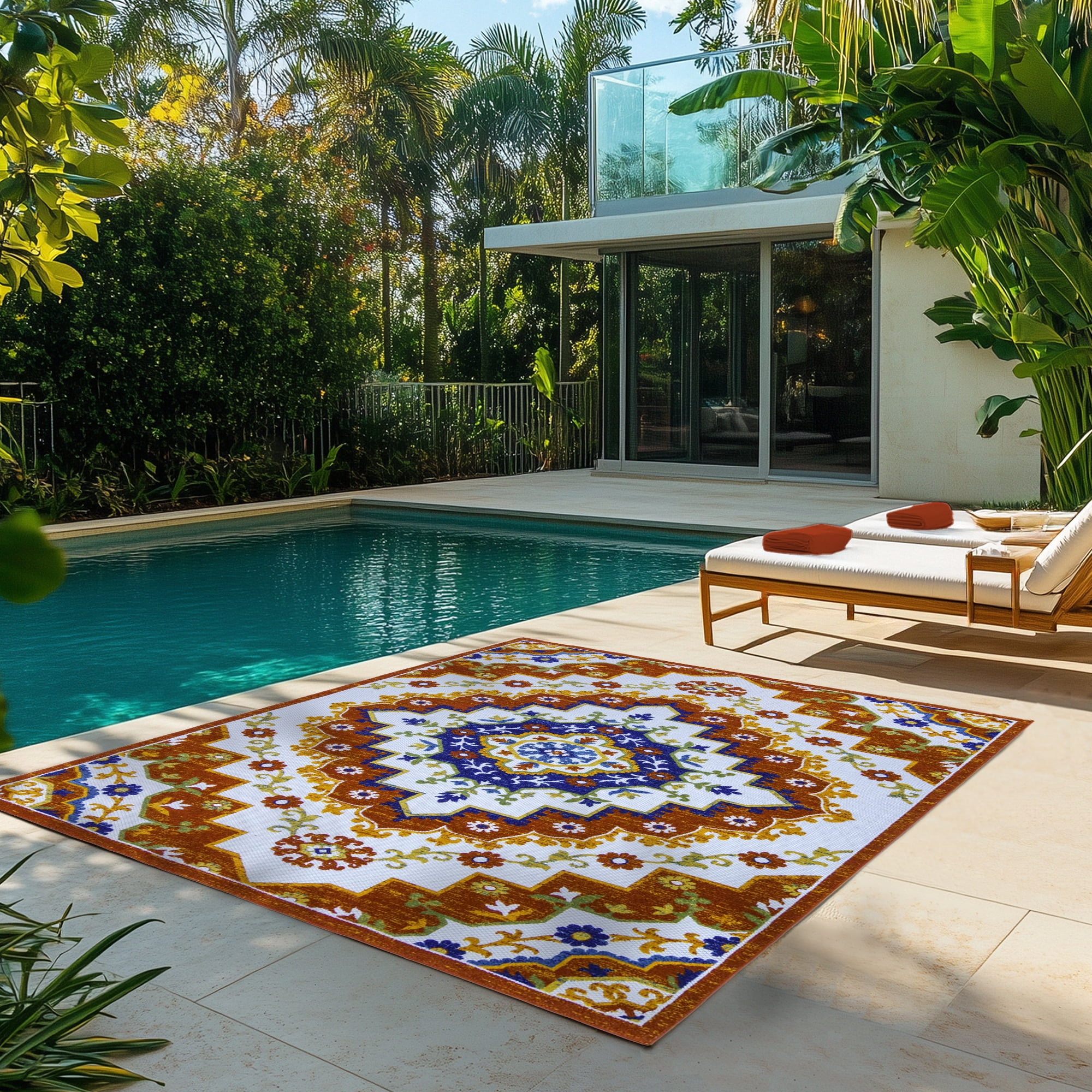 Kalari Amira Indoor/ Outdoor Polypropylene Red Flat Weave Area Rug, 9x13
