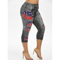 thumbnail image 3 of Rosegal Women's Plus Size American Flag Lip Print Capri Jeggings, 3 of 5